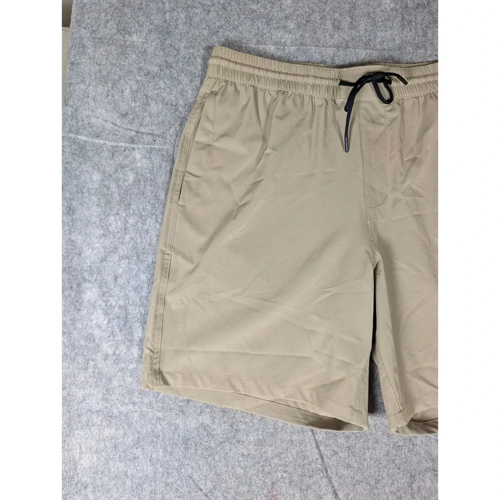 Volcom Hybrid Shorts Mens Khaki Tan Elastic Waist Quick Dry Surf Active XL
